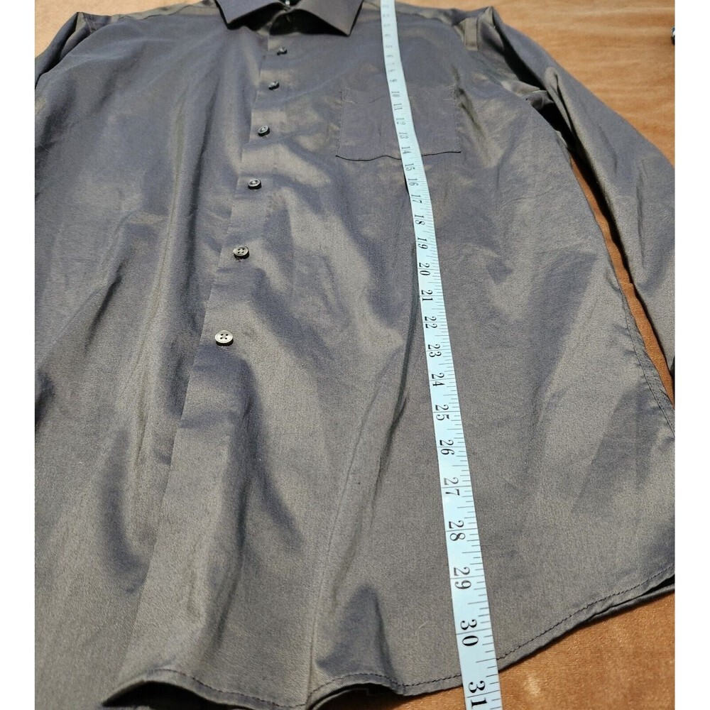 Van Heusen Dress Shirt Large 34-35 Long Sleeve Gray Regular Fit Stretch - Picture 3 of 11